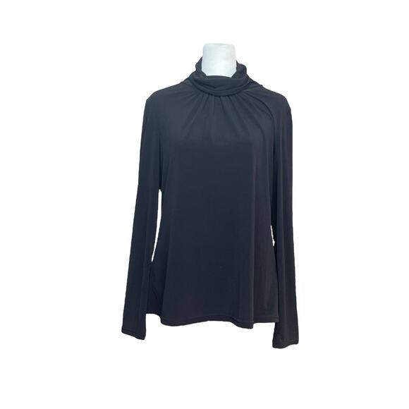 Due Per Due Women's Turtleneck Blouse Black Large Long Sleeve Capsule Minimalist - Picture 1 of 8